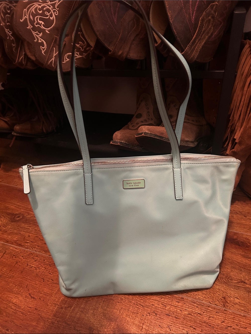 kate spade light blue nylon tote